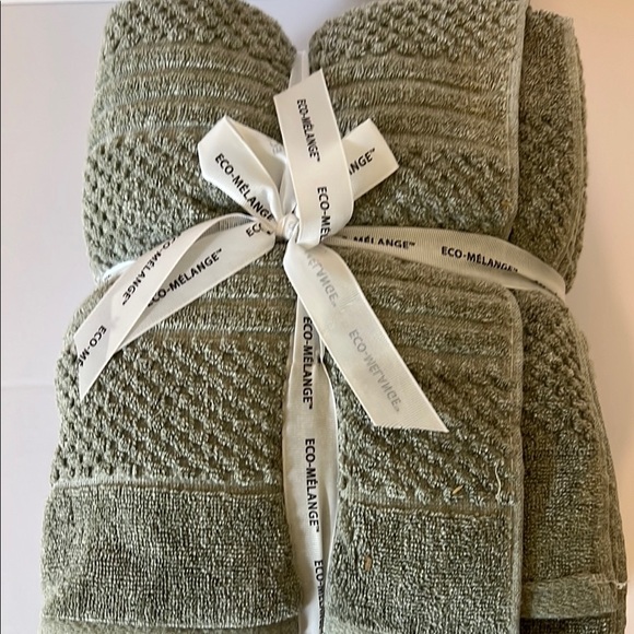 6 Pc Common Thread Eco-Melange Bamboo Towel Set Green Bath Hand Wash NEW - Picture 6 of 7